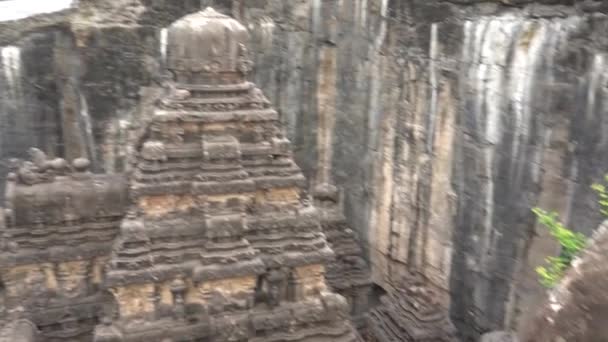 Kailasa Temple Ellora Grottor Det Största Klippta Grotta Komplex Världen — Stockvideo