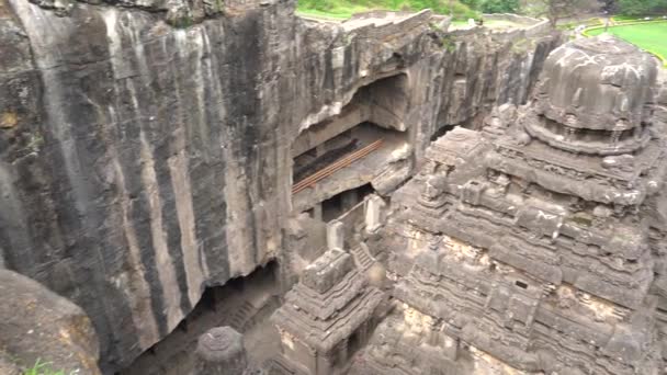 Tempio Kailasa Grotte Ellora Tratta Uno Dei Più Grandi Complessi — Video Stock