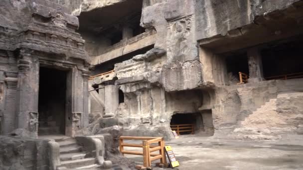 Temple Kailasa Grottes Ellora Est Des Grands Complexes Rupestres Monde — Video