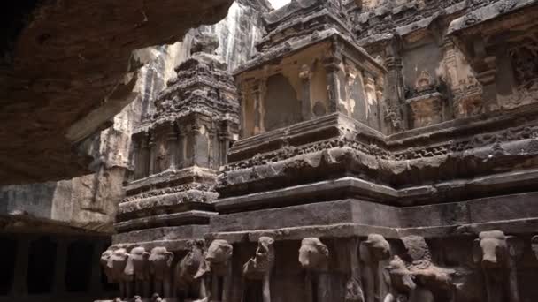 Templo Kailasa Cuevas Ellora Uno Los Complejos Rupestres Más Grandes — Vídeos de Stock