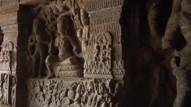 Kailasa Temple Ellora Jaskinie Jest Jeden Największych Kompleksów Jaskiń Skalnych — Wideo stockowe
