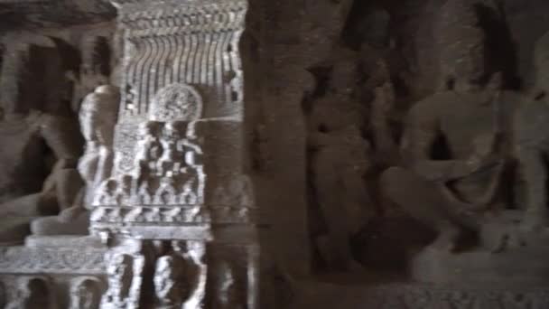Kailasa Tapınağı Ellora Mağaraları Dünyadaki Büyük Kaya Kesimi Mağara Kompleksi — Stok video