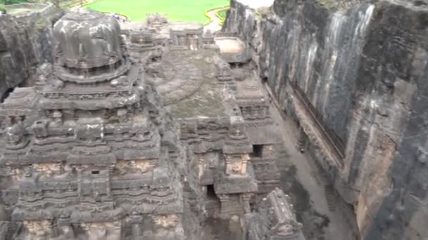 Templo Kailasa Cavernas Ellora Dos Maiores Complexos Cavernas Corte Rocha — Vídeo de Stock