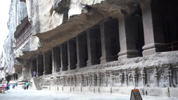 Kailasa Tempel Ellora Grotten Het Een Van Grootste Rots Gesneden — Stockvideo