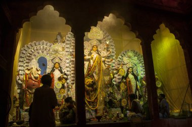 Tanrıça Durga Idol, Durga puja, Hindistan.