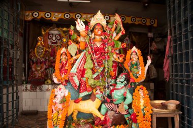 Tanrıça Durga Idol, Durga puja, Hindistan.