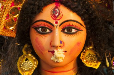 Tanrıça Durga Idol, Durga puja, Hindistan.