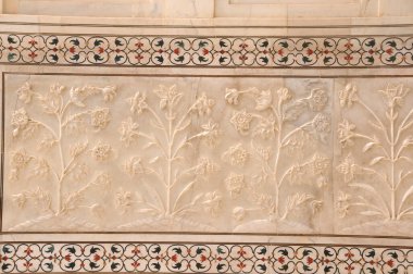 Geometrik desen ve Kırmızı Kale 'nin dekoratif ayrıntıları. Agra, UNESCO Dünya Mirası.