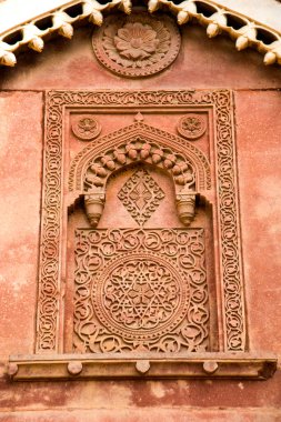 Geometrik desen ve Kırmızı Kale 'nin dekoratif ayrıntıları. Agra, UNESCO Dünya Mirası.