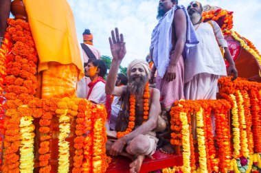 NASHIK, INDIA, 27 Ağustos 2015: Simhastha Kumbh Mela 'daki Hindu dindarlar.
