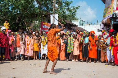 NASHIK, INDIA, 27 Ağustos 2015: Simhastha Kumbh Mela 'daki Hindu dindarlar.
