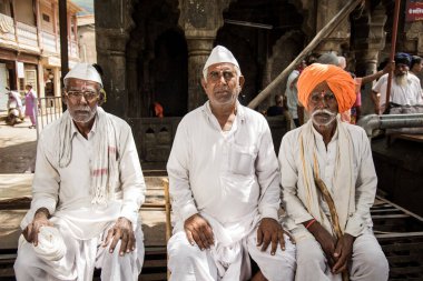 NASHIK, INDIA, 27 Ağustos 2015: Kumbh Mela 'daki kutsal adam Hindu sadhus' un portresi
