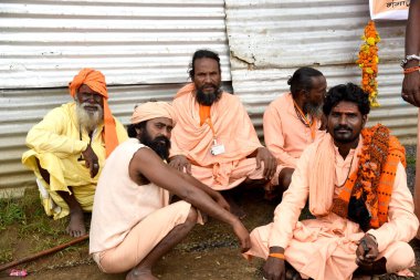 NASHIK, INDIA, 27 Ağustos 2015: Kumbh Mela 'daki kutsal adam Hindu sadhus' un portresi