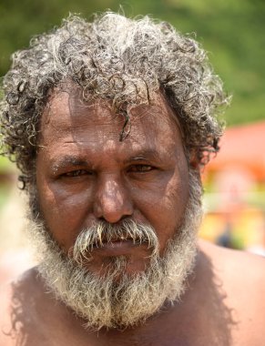 NASHIK, INDIA, 27 Ağustos 2015: Kumbh Mela 'daki kutsal adam Hindu sadhus' un portresi