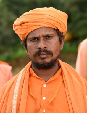 NASHIK, INDIA, 27 Ağustos 2015: Kumbh Mela 'daki kutsal adam Hindu sadhus' un portresi