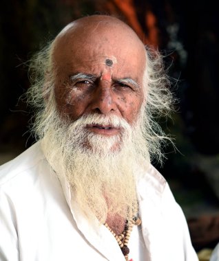 NASHIK, INDIA, 27 Ağustos 2015: Kumbh Mela 'daki kutsal adam Hindu sadhus' un portresi