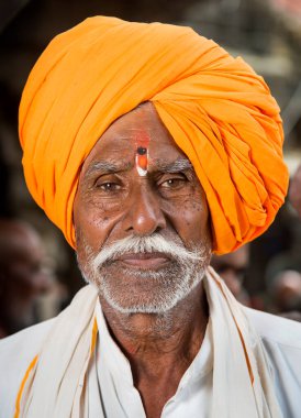 NASHIK, INDIA, 27 Ağustos 2015: Kumbh Mela 'daki kutsal adam Hindu sadhus' un portresi