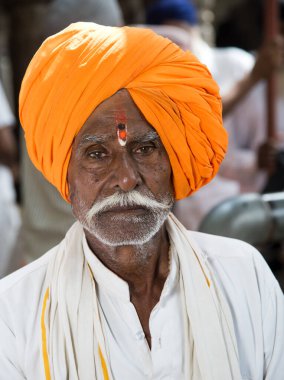 NASHIK, INDIA, 27 Ağustos 2015: Kumbh Mela 'daki kutsal adam Hindu sadhus' un portresi