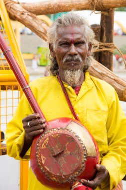 NASHIK, INDIA, 27 Ağustos 2015: Kumbh Mela 'daki kutsal adam Hindu sadhus' un portresi