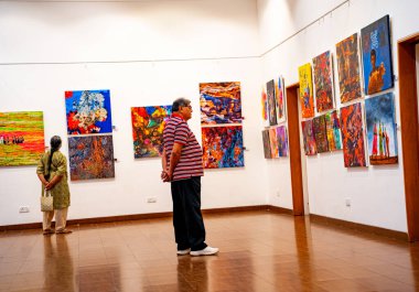 MUMBAI, INDIA, 14 Mart 2025: Nehru Center Sanat Galerisi 'ndeki sanat sergisini ziyaret edenler giriş ücreti alınmadan ve fotoğraf yasaklanmadan halka açıldı. 