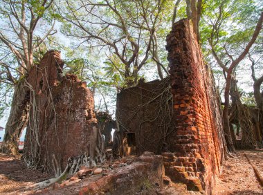 Andaman ve Nicobar Adaları 'ndaki Ross Adası' nda İngilizlerin kullandığı terk edilmiş ve harap bir ev.