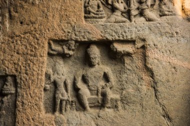 Aurangabad Mağaraları 'ndaki Buda Heykeli, Hindistan, Maharashtra, Aurangabad' da 2. yüzyıldan kalma kaya kesimli Budist mağara anıtlarıdır..