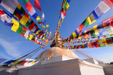 Katmandu, Nepal 'deki Boudhanath Stupa, UNESCO Dünya Mirası Bölgesi.
