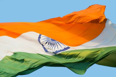 Dalgalı Hint bayrağının yakın plan çekimi.