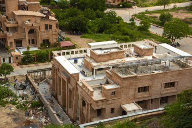 Jodhpur şehrinde hava manzaralı yeni inşaat.