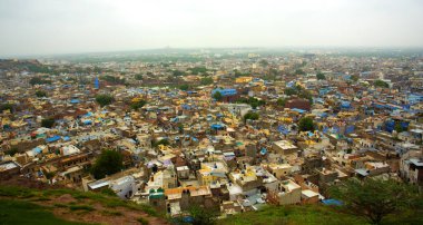Mavi Şehir olarak da bilinen Jodhpur 'un hava manzarası Mehrangarh Kalesi, Jodhpur, Rajasthan, Hindistan