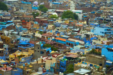 Mavi Şehir olarak da bilinen Jodhpur 'un hava manzarası Mehrangarh Kalesi, Jodhpur, Rajasthan, Hindistan