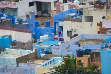 Mavi Şehir olarak da bilinen Jodhpur 'un hava manzarası Mehrangarh Kalesi, Jodhpur, Rajasthan, Hindistan