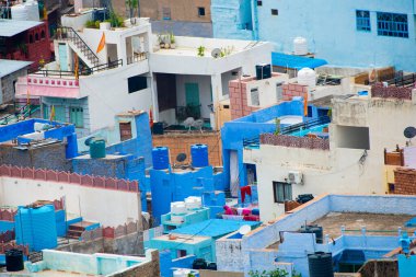 Mavi Şehir olarak da bilinen Jodhpur 'un hava manzarası Mehrangarh Kalesi, Jodhpur, Rajasthan, Hindistan