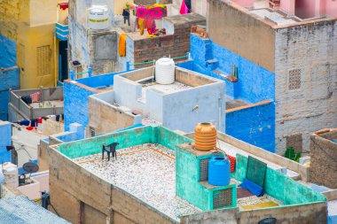 Mavi Şehir olarak da bilinen Jodhpur 'un hava manzarası Mehrangarh Kalesi, Jodhpur, Rajasthan, Hindistan
