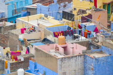 Mavi Şehir olarak da bilinen Jodhpur 'un hava manzarası Mehrangarh Kalesi, Jodhpur, Rajasthan, Hindistan