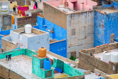 Mavi Şehir olarak da bilinen Jodhpur 'un hava manzarası Mehrangarh Kalesi, Jodhpur, Rajasthan, Hindistan