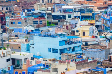Mavi Şehir olarak da bilinen Jodhpur 'un hava manzarası Mehrangarh Kalesi, Jodhpur, Rajasthan, Hindistan