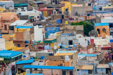 Mavi Şehir olarak da bilinen Jodhpur 'un hava manzarası Mehrangarh Kalesi, Jodhpur, Rajasthan, Hindistan