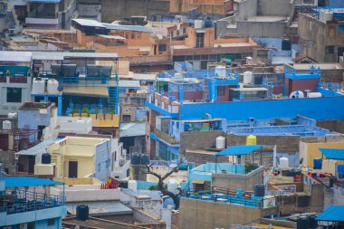 Mavi Şehir olarak da bilinen Jodhpur 'un hava manzarası Mehrangarh Kalesi, Jodhpur, Rajasthan, Hindistan