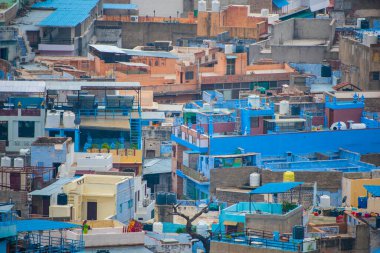 Mavi Şehir olarak da bilinen Jodhpur 'un hava manzarası Mehrangarh Kalesi, Jodhpur, Rajasthan, Hindistan