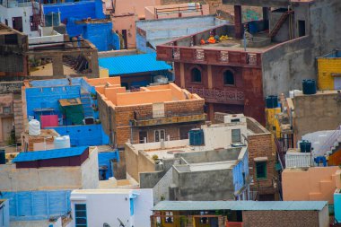 Mavi Şehir olarak da bilinen Jodhpur 'un hava manzarası Mehrangarh Kalesi, Jodhpur, Rajasthan, Hindistan