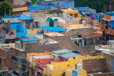 Mavi Şehir olarak da bilinen Jodhpur 'un hava manzarası Mehrangarh Kalesi, Jodhpur, Rajasthan, Hindistan