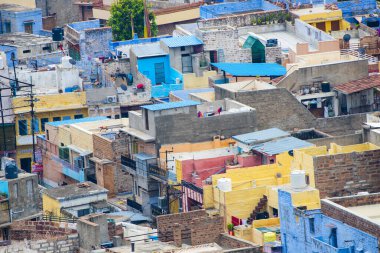 Mavi Şehir olarak da bilinen Jodhpur 'un hava manzarası Mehrangarh Kalesi, Jodhpur, Rajasthan, Hindistan