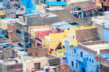 Mavi Şehir olarak da bilinen Jodhpur 'un hava manzarası Mehrangarh Kalesi, Jodhpur, Rajasthan, Hindistan