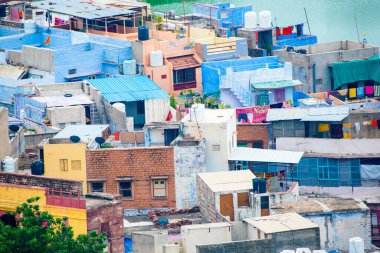 Mavi Şehir olarak da bilinen Jodhpur 'un hava manzarası Mehrangarh Kalesi, Jodhpur, Rajasthan, Hindistan