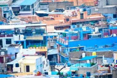 Mavi Şehir olarak da bilinen Jodhpur 'un hava manzarası Mehrangarh Kalesi, Jodhpur, Rajasthan, Hindistan