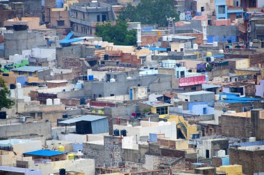 Mavi Şehir olarak da bilinen Jodhpur 'un hava manzarası Mehrangarh Kalesi, Jodhpur, Rajasthan, Hindistan