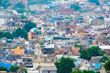 Mavi Şehir olarak da bilinen Jodhpur 'un hava manzarası Mehrangarh Kalesi, Jodhpur, Rajasthan, Hindistan