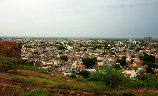 Mavi Şehir olarak da bilinen Jodhpur 'un hava manzarası Mehrangarh Kalesi, Jodhpur, Rajasthan, Hindistan