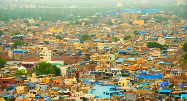 Mavi Şehir olarak da bilinen Jodhpur 'un hava manzarası Mehrangarh Kalesi, Jodhpur, Rajasthan, Hindistan